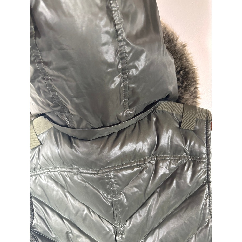 Goode Rider Luxury Down Puffer Vest Sz M Green Down Fill Fur Trim Equestrian - Picture 10 of 11